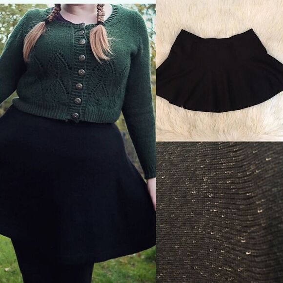 Plus size Black silver sparkle skater/Circle skirt - Picture 1 of 5
